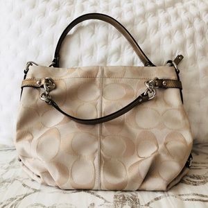 Beautiful tan and bronze Coach purse!